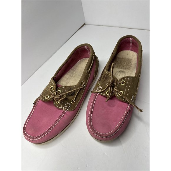 Sperry Top Sider Womens Size‎ 7 M Pink Leather Pink Plaid Boat Shoes - Picture 3 of 5